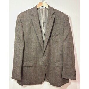 Chaps Ralph Lauren Men's Brown Check 100% Wool Sport Coat Blazer 48L 2-Button
